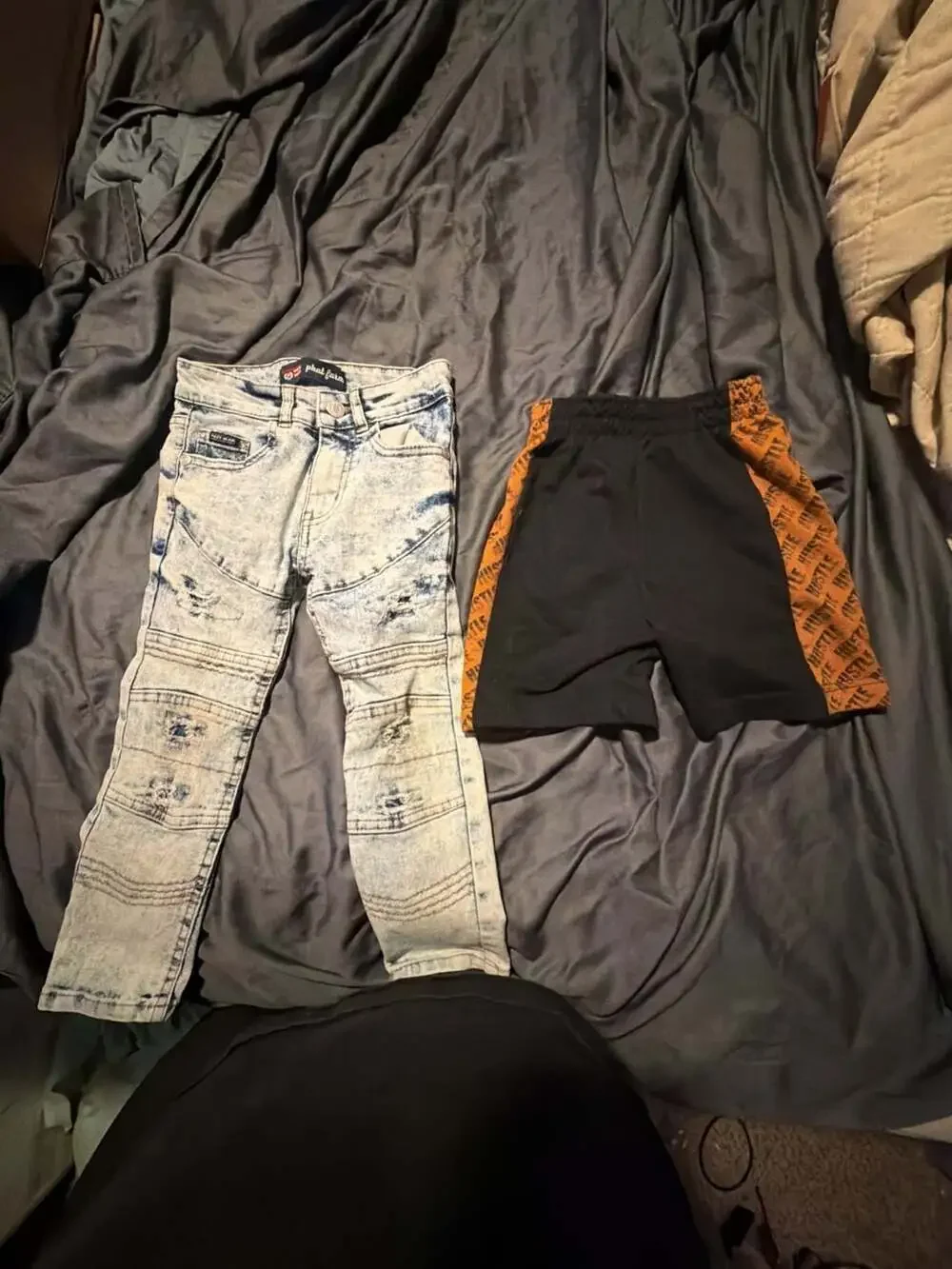 Phat Farm Distressed Stretch Denim Jeans and D7 Athletics boys shorts 4T bundle